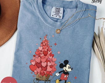 Camiseta Disney de San Valentín Comfort Colors®, camiseta de Mickey con corazón, camiseta Disney de San Valentín, regalo para enamorados