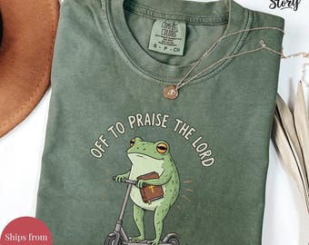 Comfort Colors Christian T-Shirt, Funny Frog Praise Design
