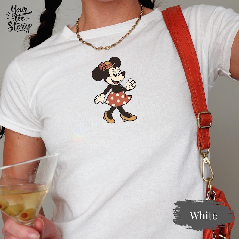 Retro Minnie Mouse Disney Baby Tee, Classic Minnie Baby Tee, Magic Kingdom Shirts, Classic Mickey Baby Tee, Y2k 90s Style Minnie Mouse Tee image 1