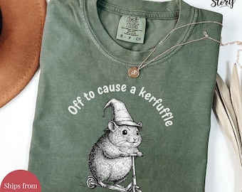 Off To Cause A Kerfuffle Comfort Colors Shirt Funny Groundhog Scooter Sweatshirt Silly Animal Mental Health Tee Adult Humor Sarcastic Shirt