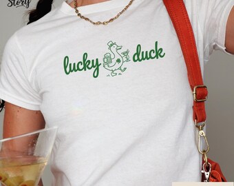 St Patricks Day Baby Tee Shirt, Lucky Duck St Paddys Day Goose T-Shirt, Funny Irish St Pattys Day Tee