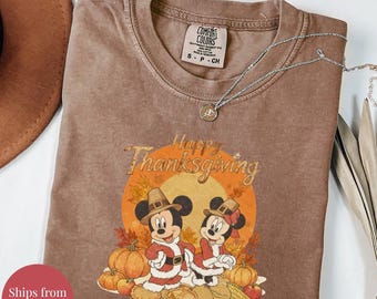 Maglietta del Ringraziamento di Topolino e i suoi amici Comfort Colors, maglietta del Ringraziamento Disney, maglietta del Ringraziamento felice, regalo per il Ringraziamento