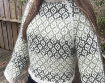 Fair Isle Yoke Sweater Knitting Pattern: Easy Beginner Colorwork (PDF Pattern)