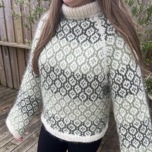 Fair Isle Yoke Sweater Knitting Pattern: Easy Beginner Colorwork (PDF Pattern)