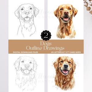 Kit di stampe artistiche fai da te con disegno ad acquerello di cani, pagine da colorare per amanti dei cani, graziosi fogli di modelli per dipingere, biglietti regalo personalizzati