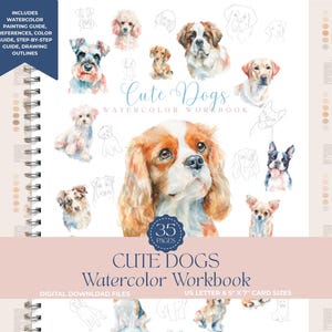 Honden Aquarel Werkboek Tekening Overzicht Schilderij DIY Kunstpakket Afdrukken Volwassenen en kinderen Kleurplaten Verf Sjabloon Vellen Gezelschapsdieren Portret