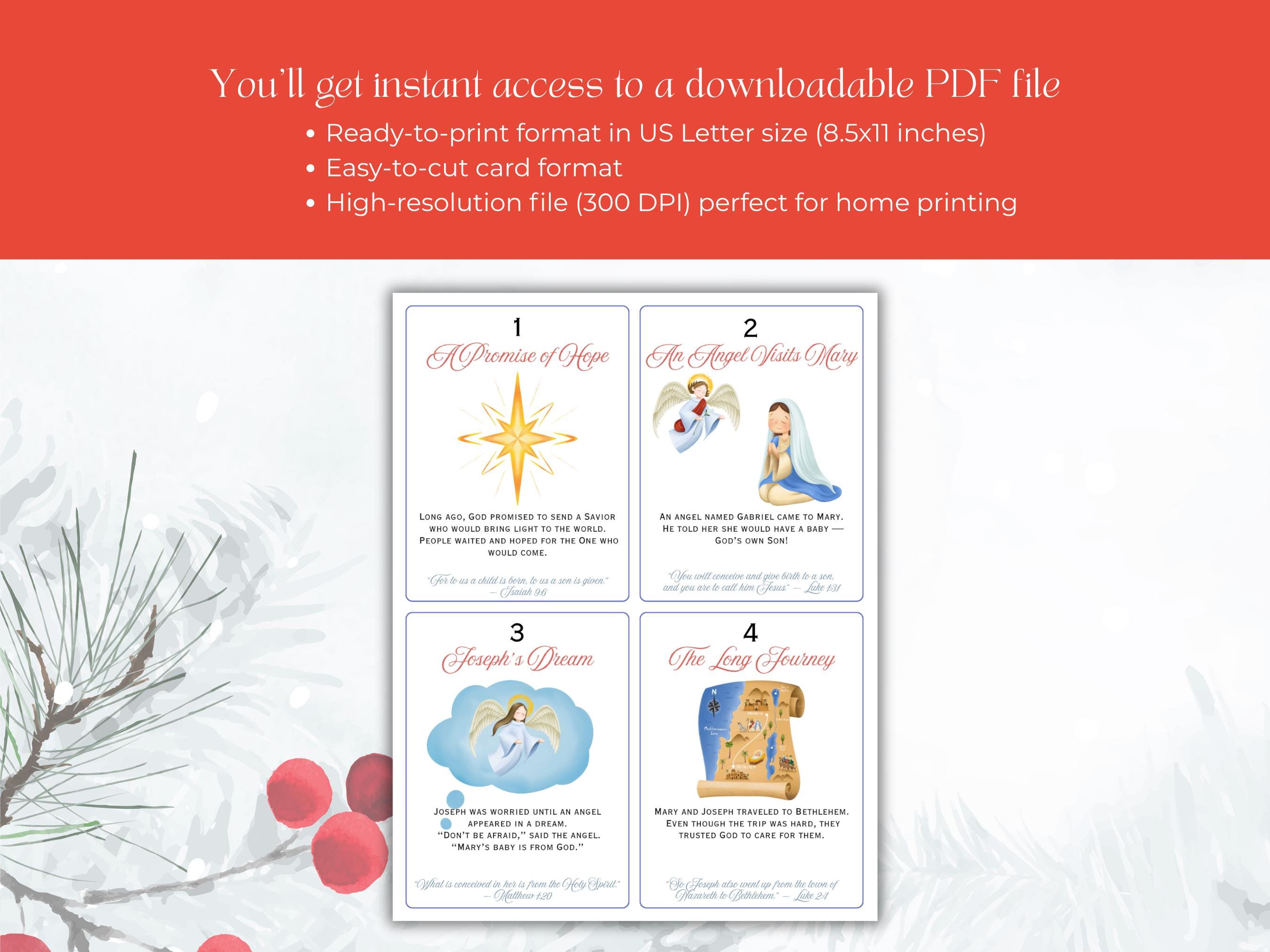 Christmas Nativity Story Advent Calendar Cards 2025, Printable ...