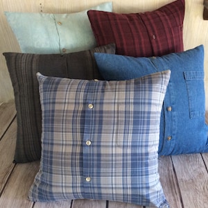 Memory Shirt Pillows, Set of 5 Memory Pillows, Grief Gift, Sympathy Gift, In Loving Memory, Bereavement Pillow, Dads Shirt Pillow, Mom Shirt
