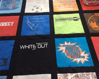 Tシャツキルト、メモリーキルト、デポジット、スタジアムブランケット、Tシャツメモリーキルト、卒業祝い、大学祝い、Tシャツ寝具