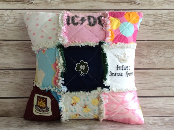 Baby Clothes Memory Pillow Rag Quilt Pillow Patchwork Memory Etsy