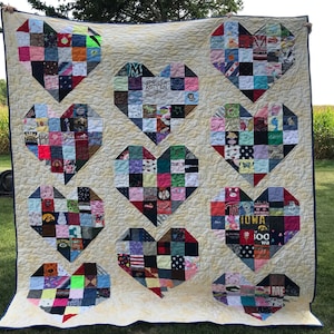 メモリーキルト - デポジット - ハートメモリアルブランケット - 追悼ギフト - 愛を込めて - 衣類の記念品 - Tシャツキルト