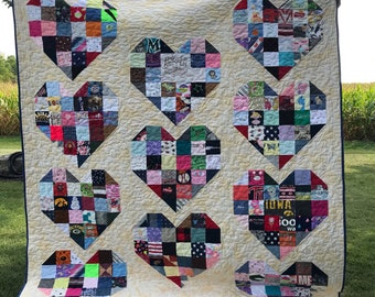 Memory Quilt - DEPOSIT - Heart Memorial Blanket - Remembrance Gift - In Loving Memory - Clothing Keepsake - T Shirt Quilt