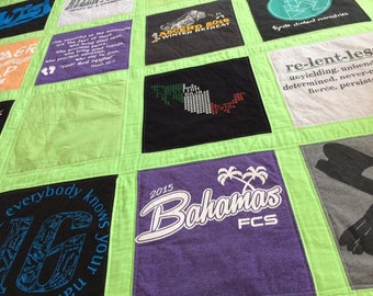 Graduation Quilt, T Shirt Quilt, Tee Shirt Blanket, Memory Quilt, Custom Memory Blanket, Keepsake T-Shirt Quilt, Jersey Throw