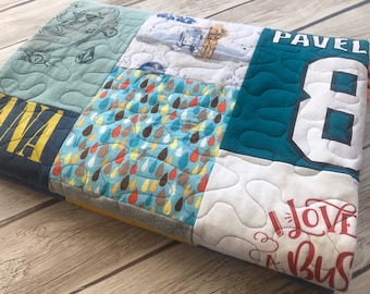 Custom Memory Quilt, Mosaic Baby Clothes Quilt, DEPOSIT, T Shirt Quilt, Memory Blanket, Keepsake Throw, Tee Shirt Blanket, Puzzle Quilt