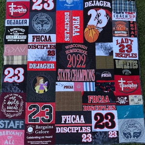 T Shirt Quilt, High School Graduation Keepsake, DEPOSIT ONLY, Tee Shirt Blanket, Custom Clothing Quilt, Remembrance Throw, Memory Quilt