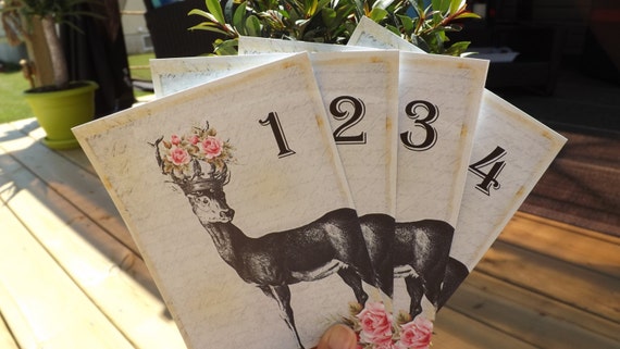 Winter wedding Moose deer table numbers Deer theme rustic table numbers Rustic crown wedding theme rustic wedding theme moose wedding Il_570xn