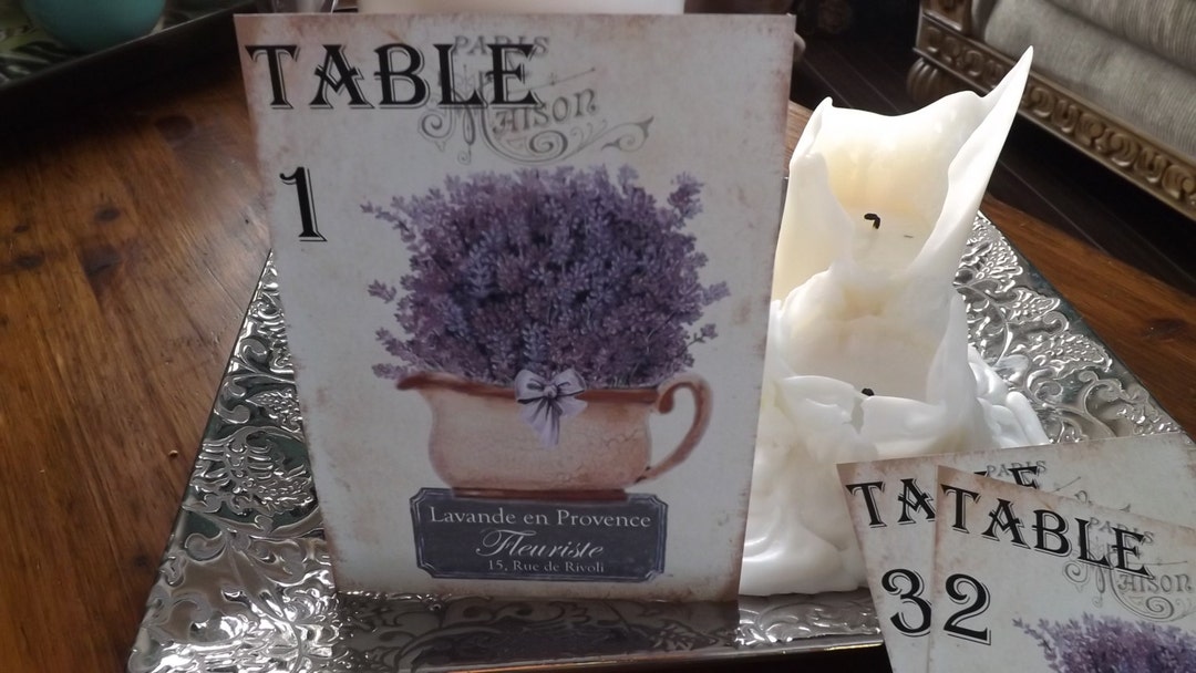 Lavender Table Numbers, Garden Table Number, Purple Wedding, Victorian