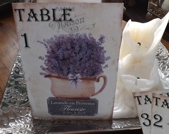 Lavender table numbers, garden table number, Purple Wedding, Victorian table number cards, Garden Wedding, Beach wedding, Lavender basket