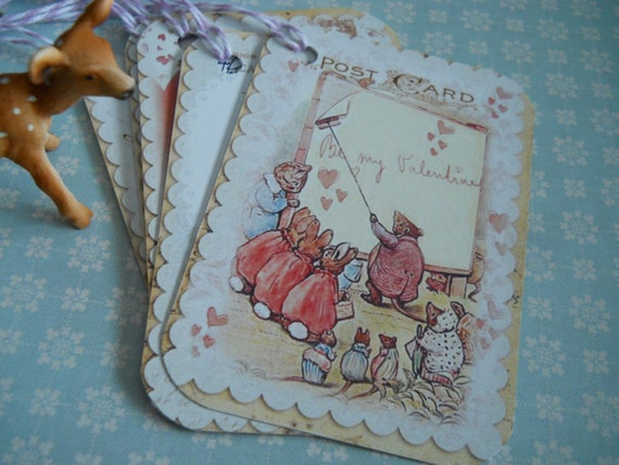 Peter Rabbit Valentine banner, Peter rabbit valentine gift tag, Valentines Day Tag, Baby Shower Favor, Birthday Favor Il_570xn