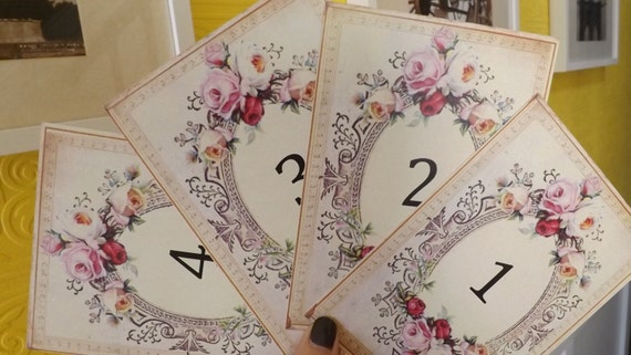 Roses frame table numbers, Roses wedding table number, Victorian table number, cards vintage flowers, Beach wedding Il_570xn