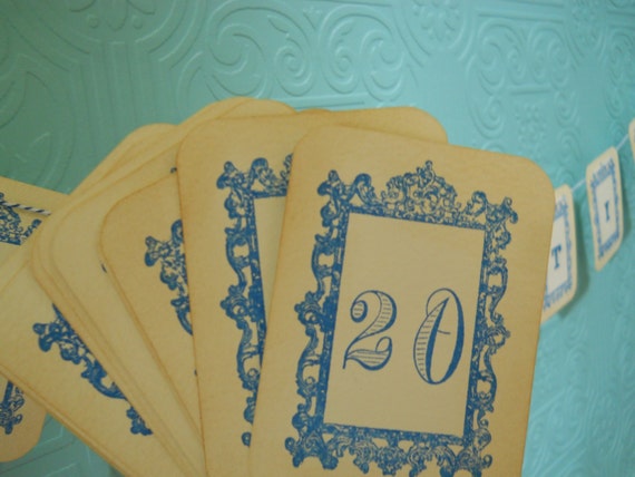 Royal Table Number Cards, Royal frame shower table numbers, royal frame, Vintage blue table numbers cards Il_570xn
