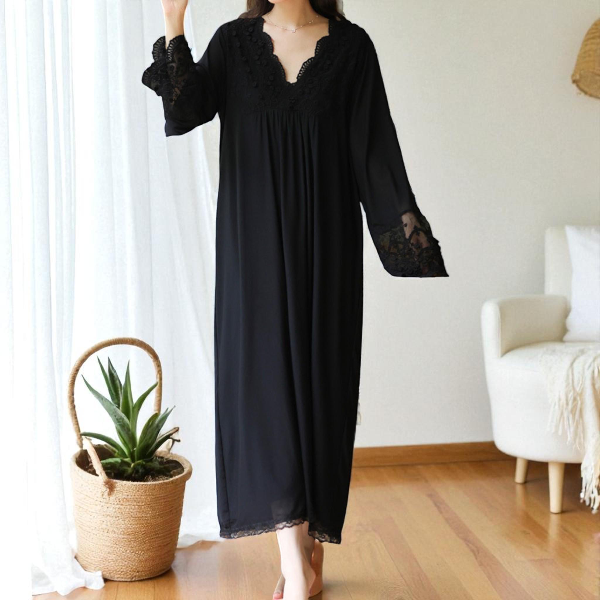 chinese dress ladies Womens Satin Nightgown Lace Cami Dress Maxi Long Gown Pajama Nightwear