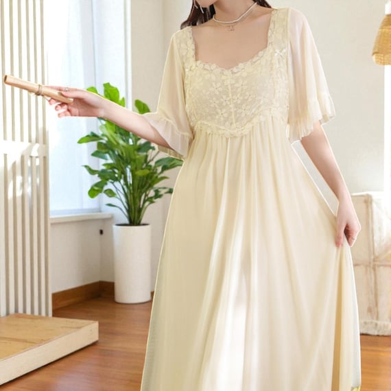 Vintage Lace Nightgown for Women | Long White Sleepwear Dress | Spring  Summer Loungewear | Bridal Gift for Her | Elegant Home Pajamas - Etsy New  Zealand