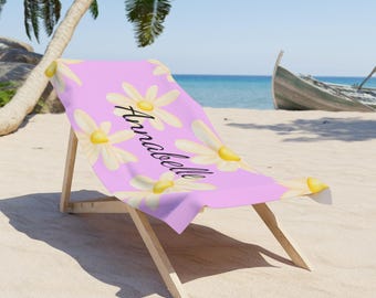 Personalized Daisy Beach Towel