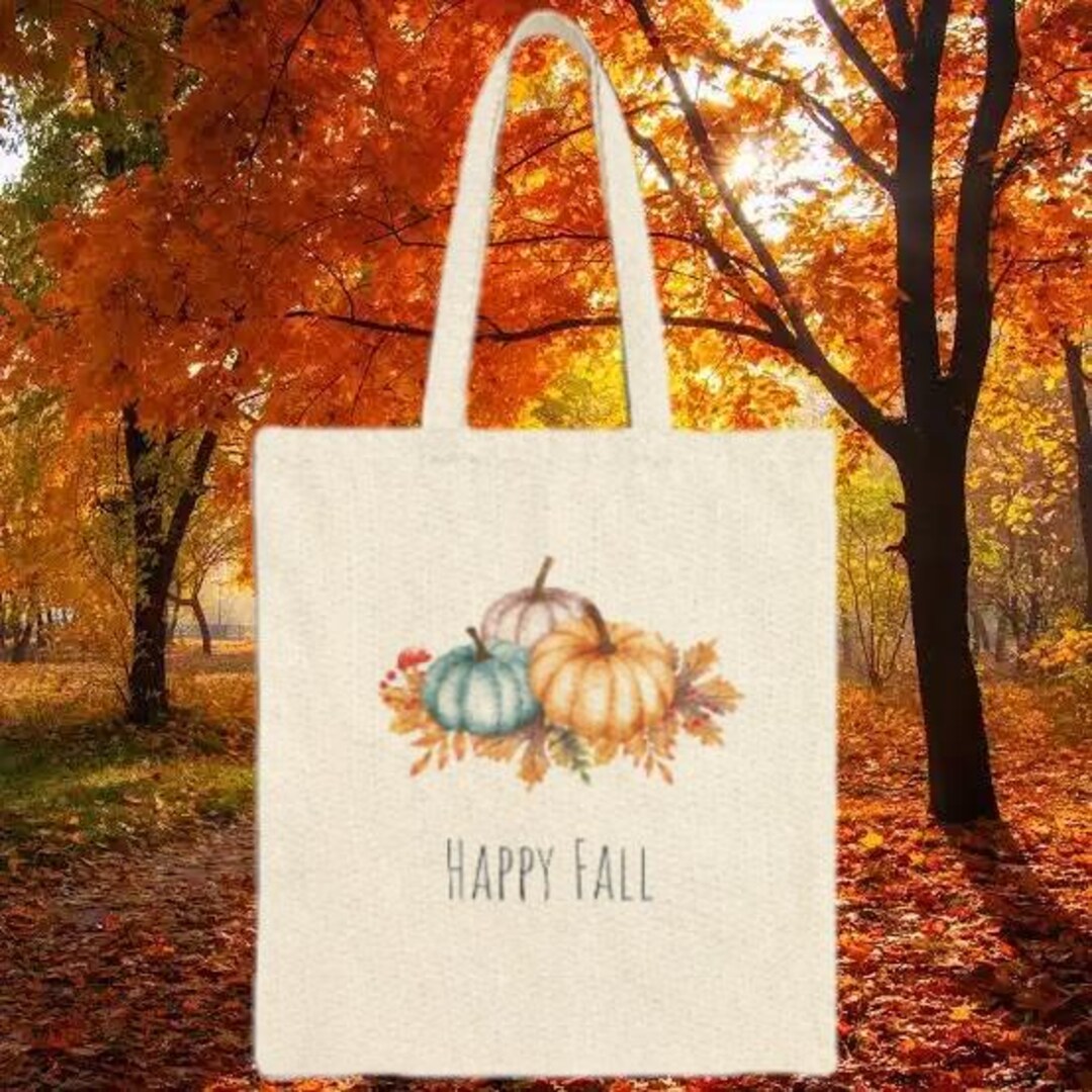 Happy Fall Pumpkin Canvas Tote Bag: Eco-friendly Autumn Design - Etsy