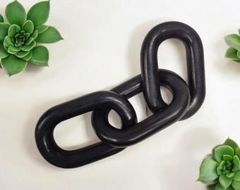 Escultura de cadena de mármol negro de lujo / Arte minimalista de nudos / Detalle moderno para el hogar / Decoración de piedra / Elegante decoración de mesa / Decoración para el hogar en piedra de mármol