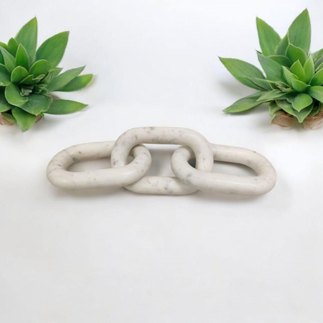 White Marble Chain Sculpture | Minimal Link Art | Contemporary Home ...