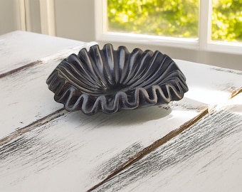 Black Marble Decorative Bowl | Fruit Bowl | Stone Bowl | Marble Ruffle Bowl | Floral Bowl | Decorative Trays | Marble Bowl | Fluted Bowl