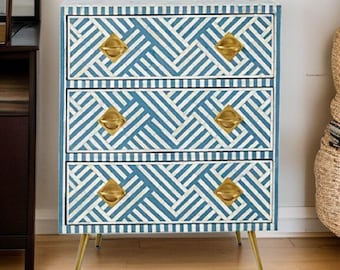 ハンドメイドの骨象嵌 6 段チェスト | 骨象嵌ナイトスタンド | 骨象嵌