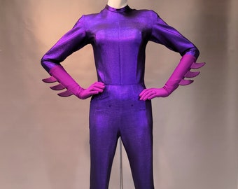 Fledermaus Frau Purple Lurex Bodysuit