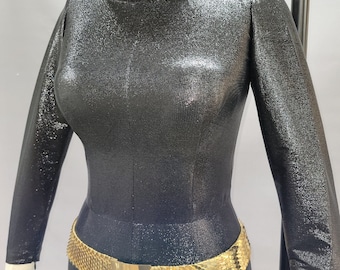 Black Lurex Catsuit