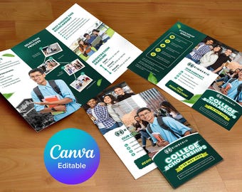 College Trifold Brochure | University Welcome Packet Template | New Student Orientation Flyer | Editable Download Canva