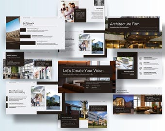 Modern Architect & Interior Design Pitch Deck | Customizable Template | Professional Presentation Design
