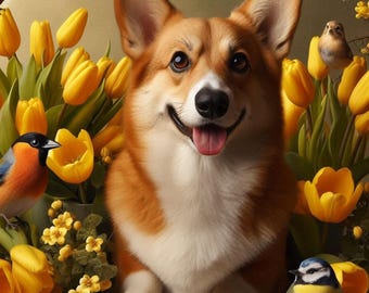 Digital Download | Corgi Print | Dog Illustration Wall Art Poster