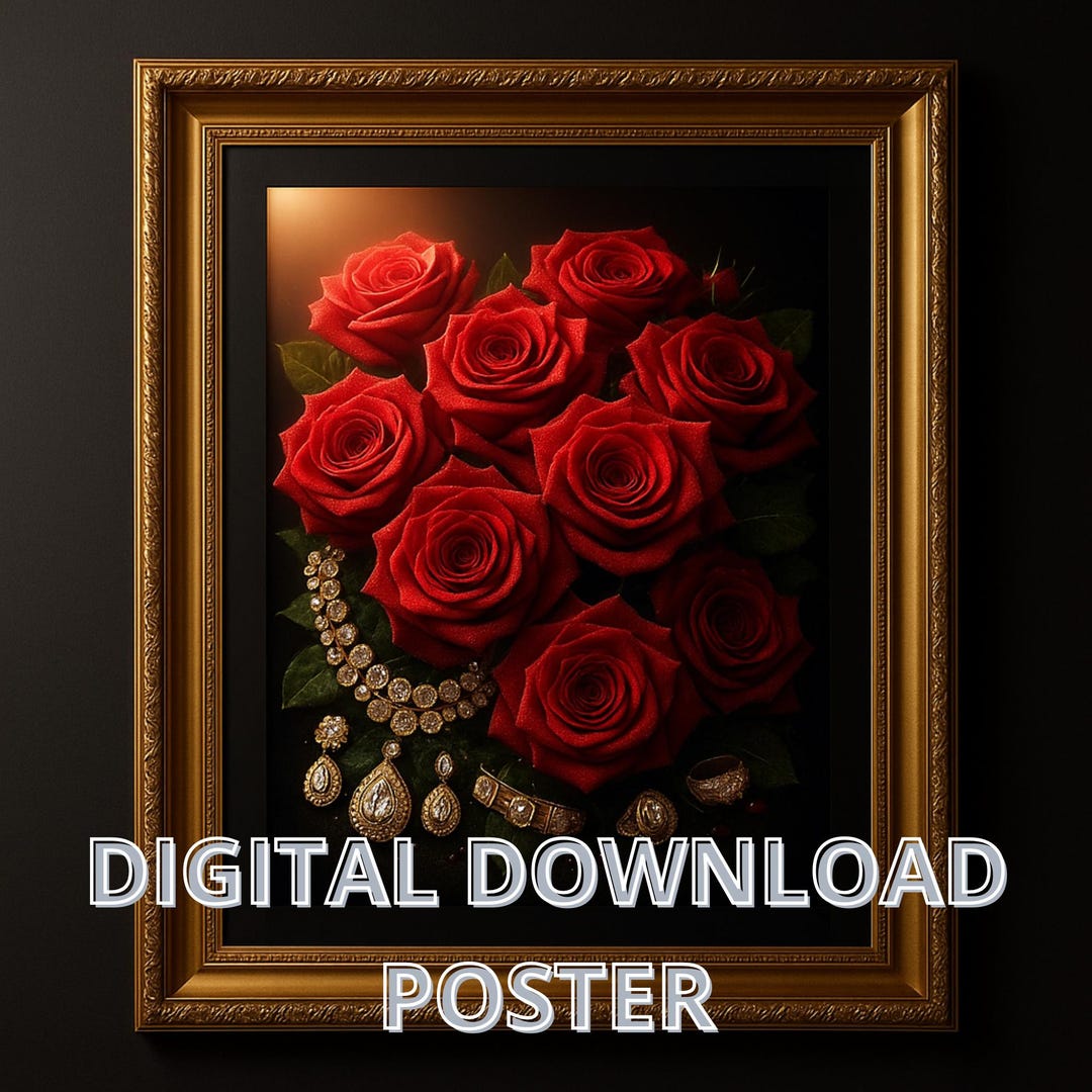 Luxury Framed Red Roses Poster | Digital Download Wall Art - Etsy