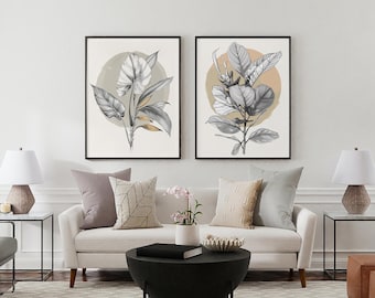 20 Ficus Lyrata botanical line art posters – Scandinavian printable posters for a modern decor. A2, A3, A4 and A5 digital files.