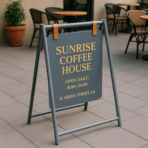 Personalisiertes Gehwegschild – Doppelseitiges Straßenschild | Geschäft Schaufenster Zeichen | Café Menü Bord | Personalisierte Metall Sandwich Brett