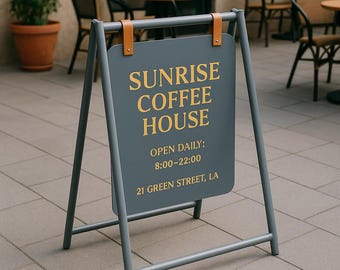 Custom Sidewalk Sign – Double-Sided A-Frame Outdoor Sign | Business Storefront Sign | Café Menu Board | Personalized Metal Sandwich Board
