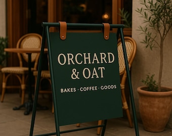 Custom A-Frame Sidewalk Sign for Business – Double-Sided Outdoor Metal Shop & Café Advertising Signage,