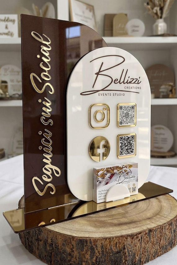 Custom Acrylic QR Code Sign | Social Media Display | Business Checkout Sign,