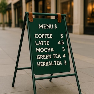 Custom A-Frame Sidewalk Sign for Business – Double-Sided Outdoor Metal Shop & Café Advertising Signage, image 3