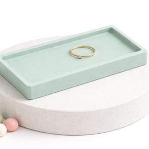 Plateau rectangulaire en béton 17×9 cm – 16 couleurs, vide-poche, plateau bijoux, décoration minimaliste