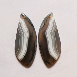 33.30 Cts Natural Montana Agate Drilled Cabochon Match Pair Gemstone 37X15MMD-36