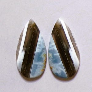 36,15 ct naturlig blå opal borrad cabochon matchande par ädelsten 35 x 18 MM DE-36