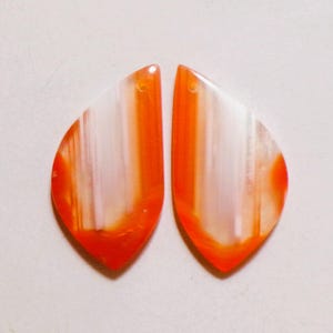 32.30 Cts Natural Orange Banded Agate Drilled Cabochon Match Pair 33X18MM 27