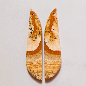 45,80 Cts Naturalny Jaspis Obrazkowy Wiercony Kaboszon Dopasowana Para Kamieni Szlachetnych 55 x 12 MM 58